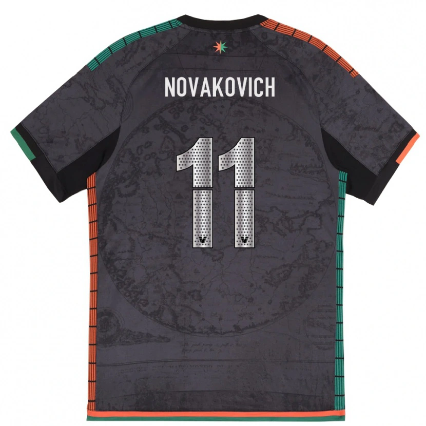 Danxen Homme Maillot Andrija Novakovich #11 Gris Foncé Tenues Domicile 2025/26 T-Shirt