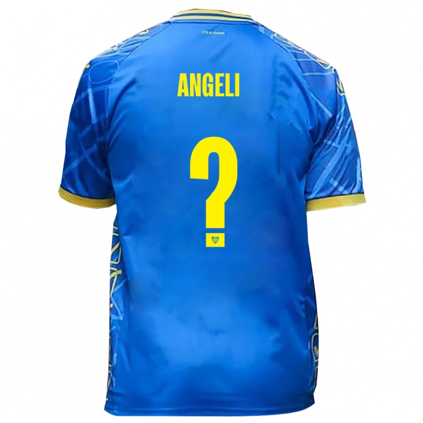 Danxen Homme Maillot Mattia Angeli #0 Bleu Ciel Jaune Tenues Domicile 2025/26 T-Shirt