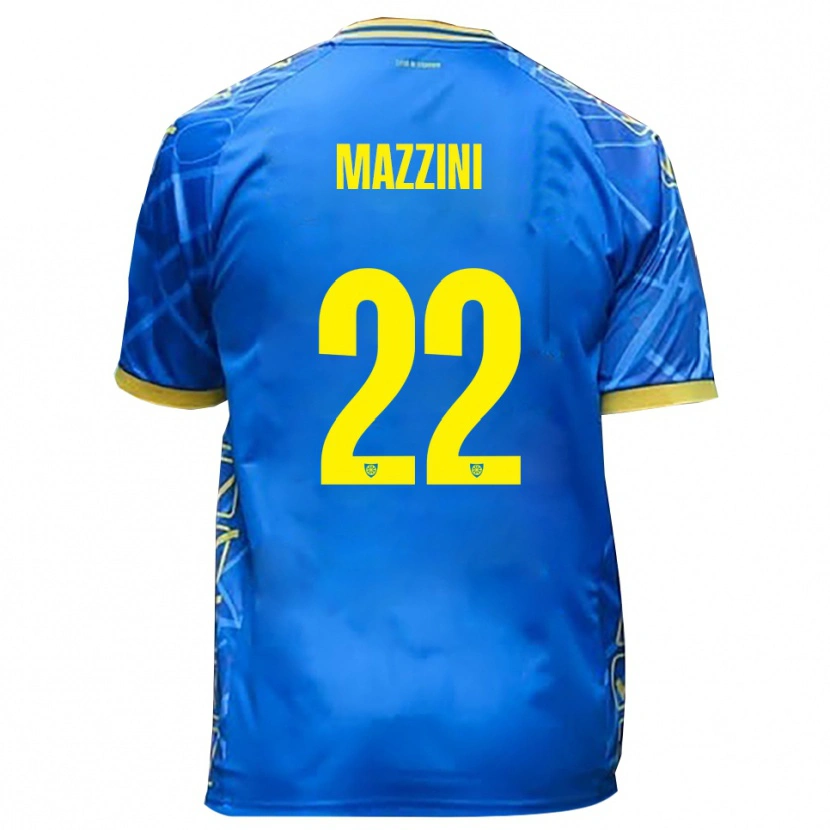 Danxen Homme Maillot Stefano Mazzini #22 Bleu Ciel Jaune Tenues Domicile 2025/26 T-Shirt