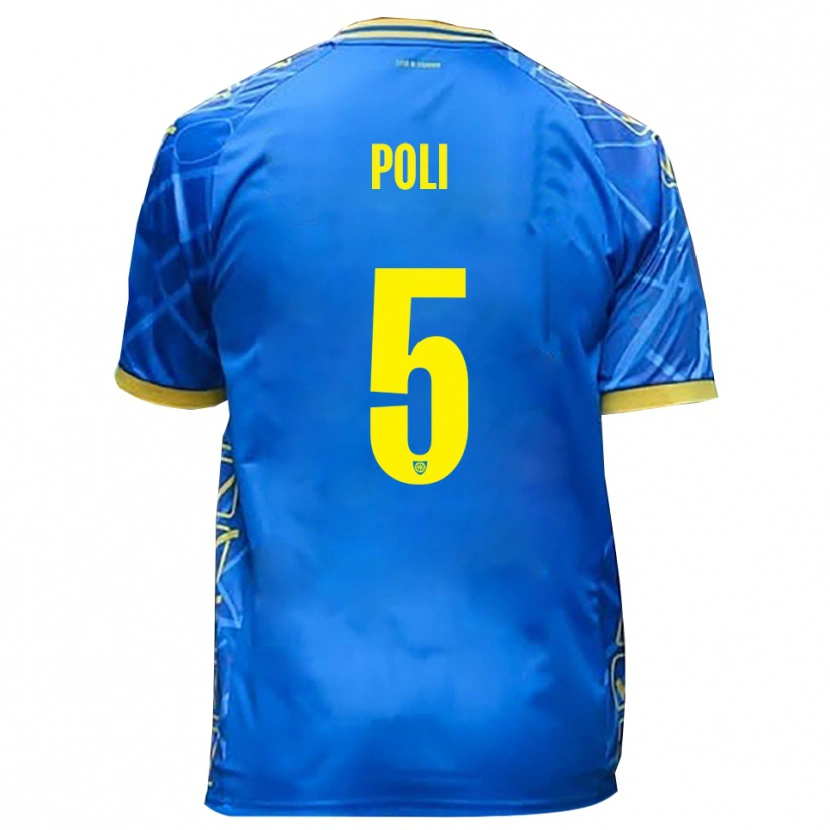 Danxen Homme Maillot Lorenzo Poli #5 Bleu Ciel Jaune Tenues Domicile 2025/26 T-Shirt