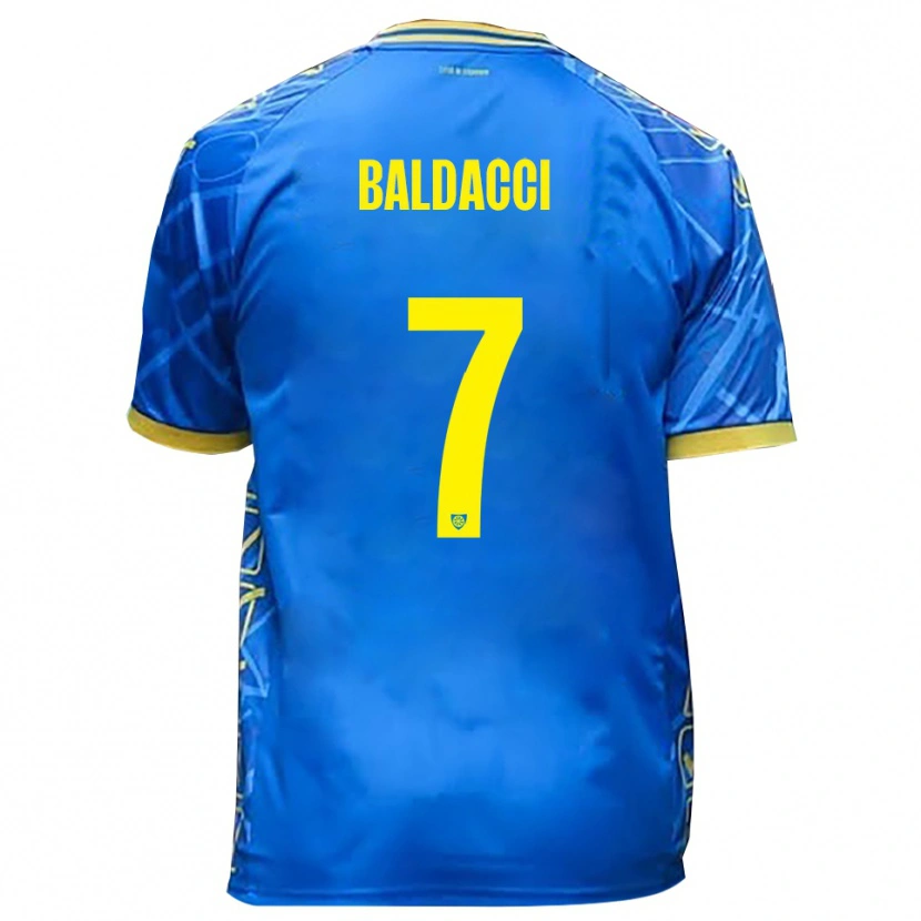 Danxen Homme Maillot Mattia Baldacci #7 Bleu Ciel Jaune Tenues Domicile 2025/26 T-Shirt