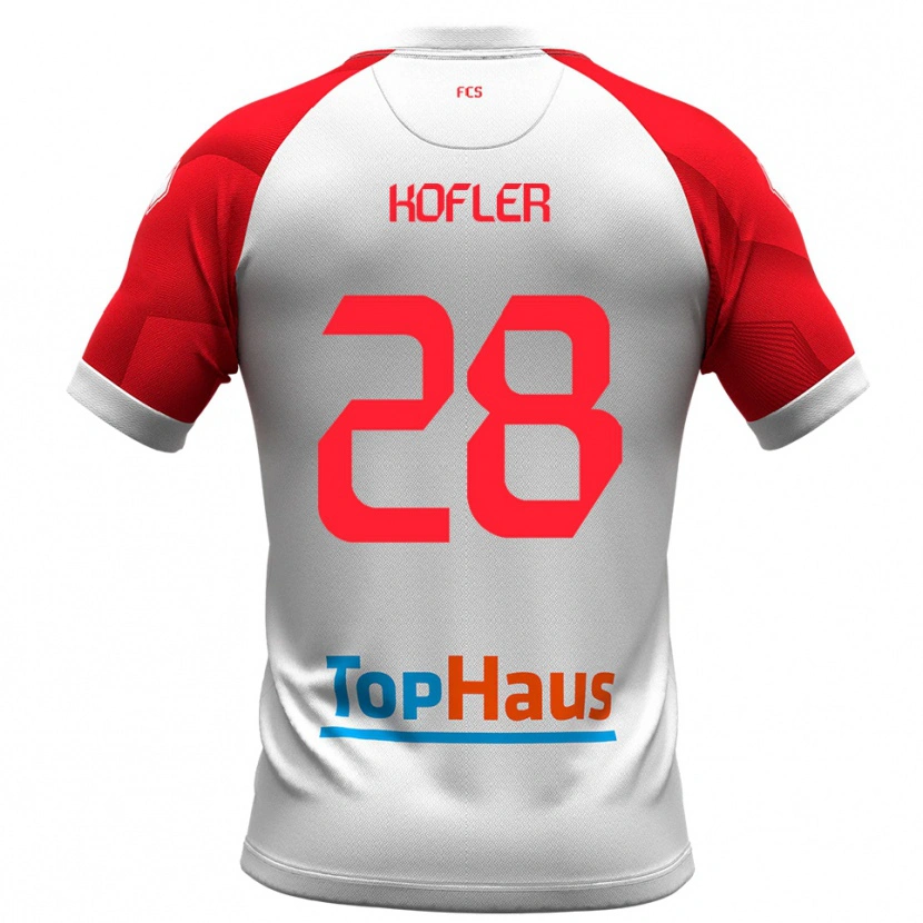 Danxen Homme Maillot Raphael Kofler #28 Blanc Rouge Tenues Domicile 2025/26 T-Shirt