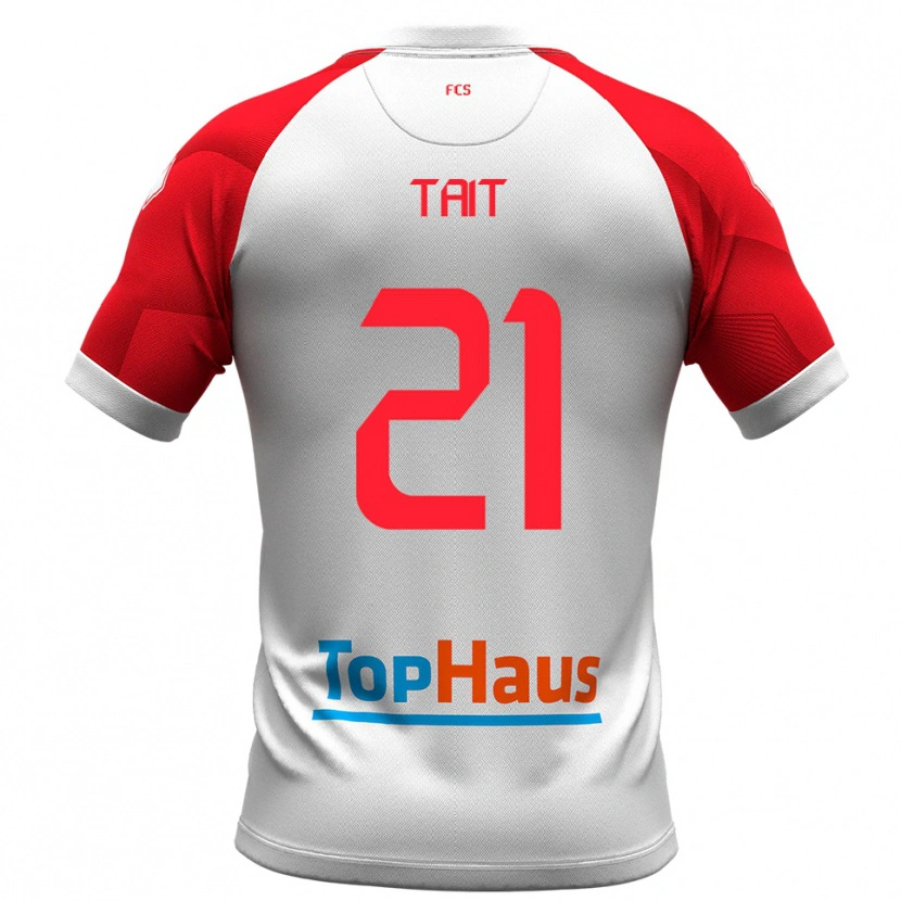 Danxen Homme Maillot Fabian Tait #21 Blanc Rouge Tenues Domicile 2025/26 T-Shirt