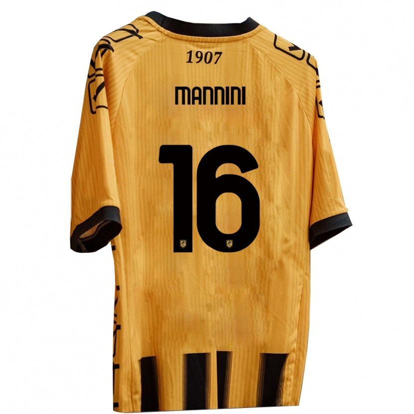 Danxen Homme Maillot Mattia Mannini #16 Jaune Noir Tenues Domicile 2025/26 T-Shirt