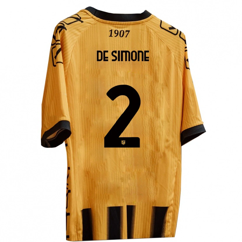 Danxen Homme Maillot Marco De Simone #2 Jaune Noir Tenues Domicile 2025/26 T-Shirt