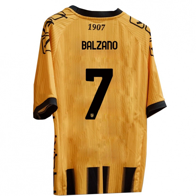 Danxen Homme Maillot Francesco Balzano #7 Jaune Noir Tenues Domicile 2025/26 T-Shirt