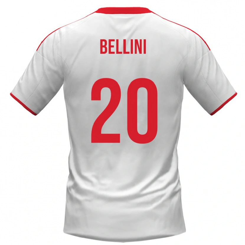 Danxen Homme Maillot Mattia Bellini #20 Blanc Rouge Tenues Domicile 2025/26 T-Shirt