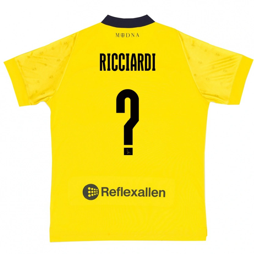 Danxen Homme Maillot Francesco Ricciardi #0 Jaune Marine Tenues Domicile 2025/26 T-Shirt