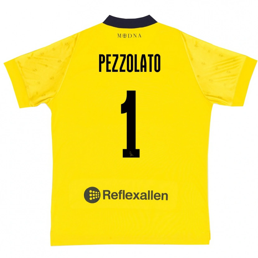 Danxen Homme Maillot Michele Pezzolato #1 Jaune Marine Tenues Domicile 2025/26 T-Shirt
