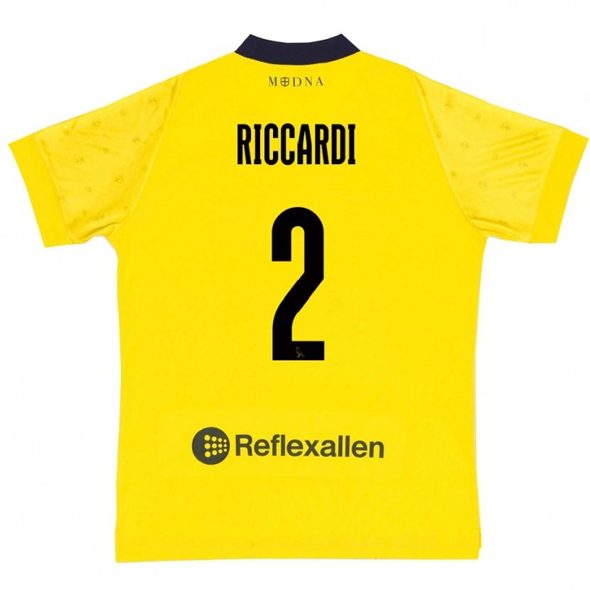 Danxen Homme Maillot Marcello Riccardi #2 Jaune Marine Tenues Domicile 2025/26 T-Shirt
