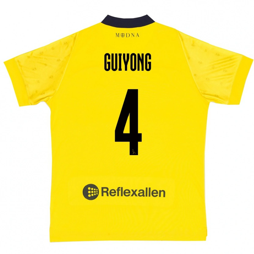 Danxen Homme Maillot Franck Guiyong #4 Jaune Marine Tenues Domicile 2025/26 T-Shirt