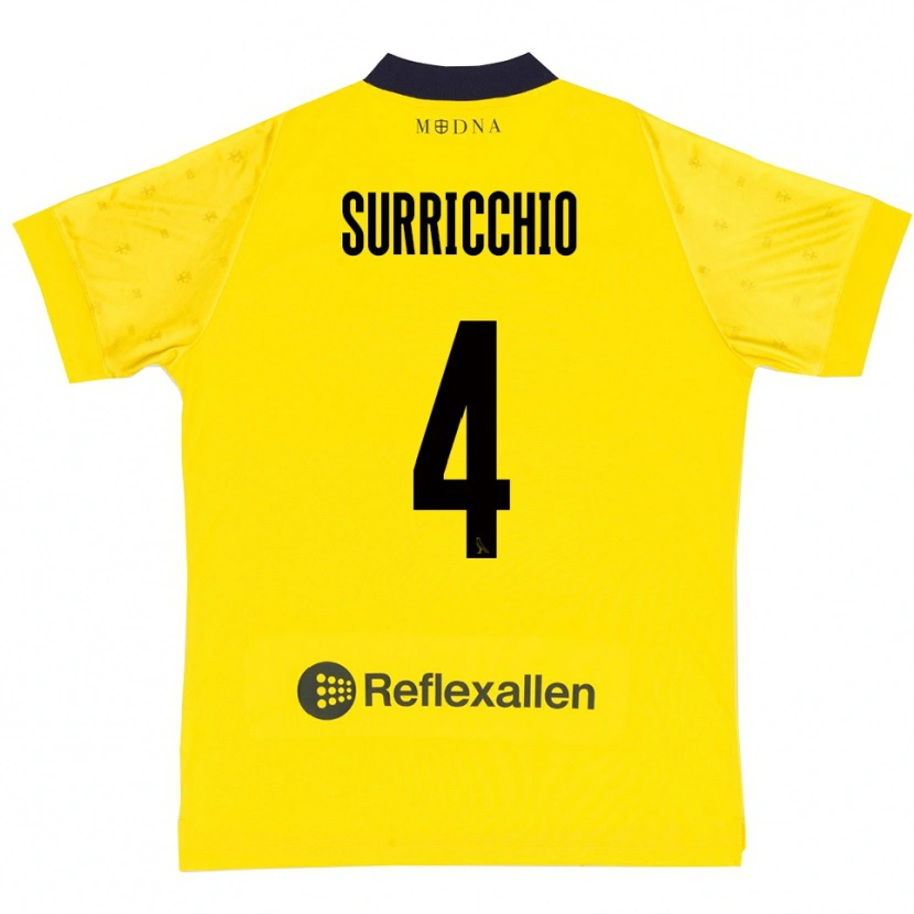 Danxen Homme Maillot Jacopo Surricchio #4 Jaune Marine Tenues Domicile 2025/26 T-Shirt