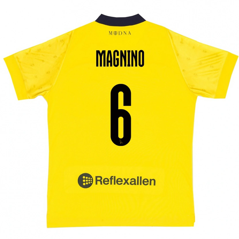 Danxen Homme Maillot Luca Magnino #6 Jaune Marine Tenues Domicile 2025/26 T-Shirt