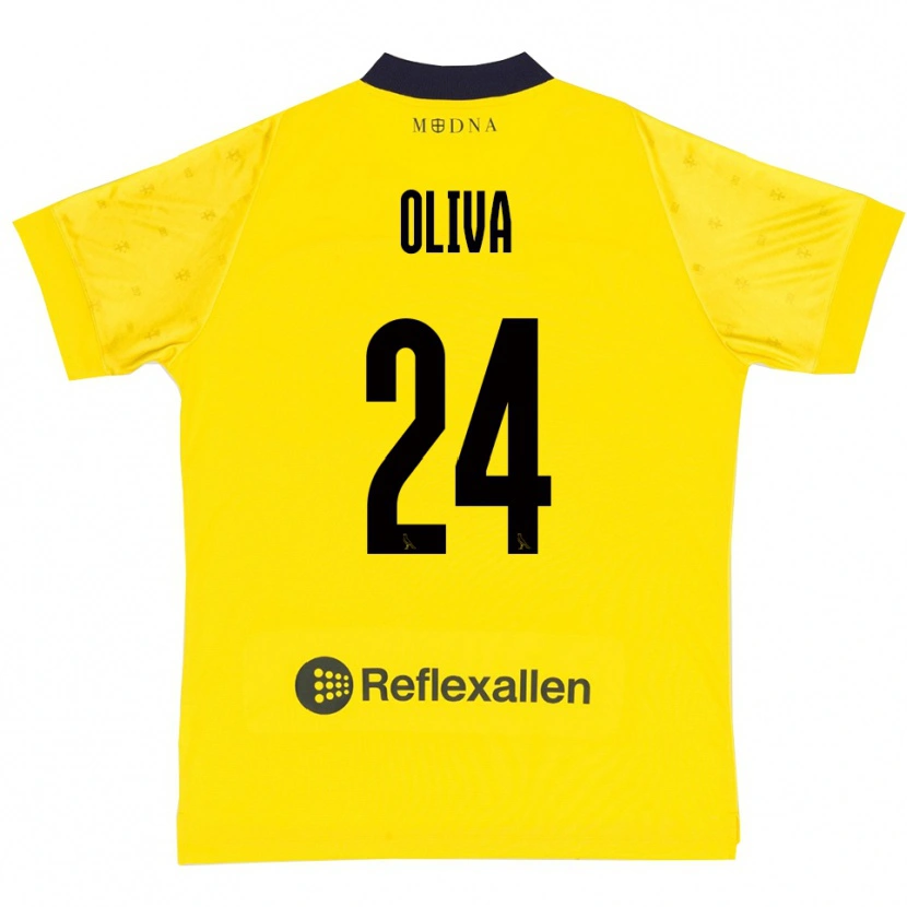 Danxen Homme Maillot Marco Oliva #24 Jaune Marine Tenues Domicile 2025/26 T-Shirt