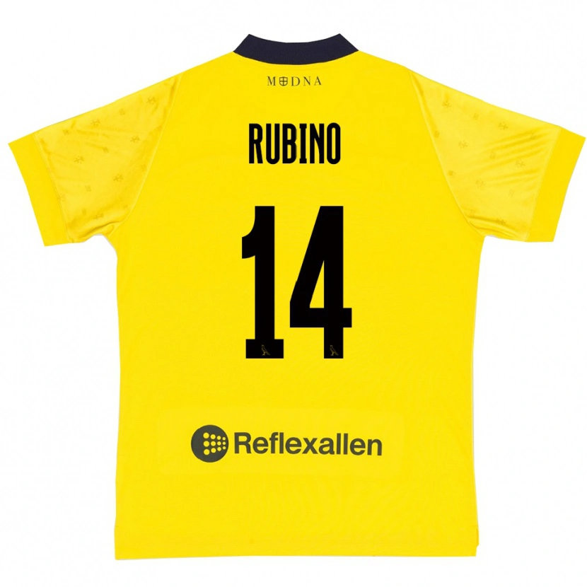 Danxen Homme Maillot Lorenzo Rubino #14 Jaune Marine Tenues Domicile 2025/26 T-Shirt