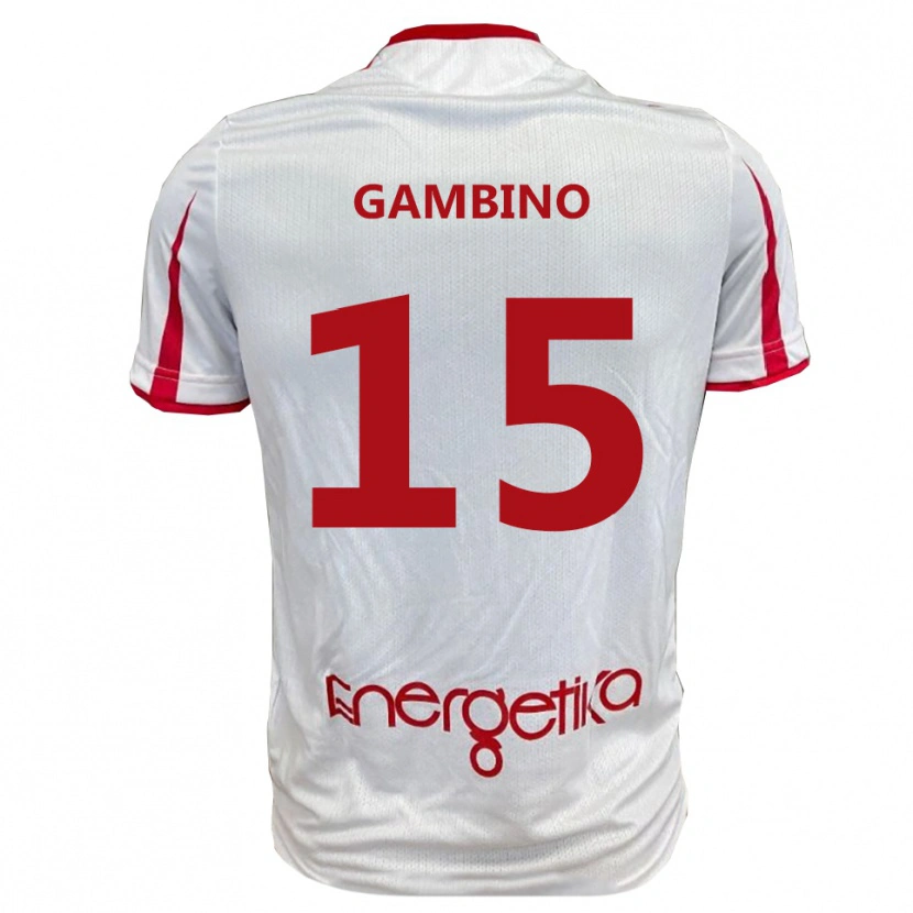 Danxen Homme Maillot Christian Gambino #15 Blanc Rouge Tenues Domicile 2025/26 T-Shirt