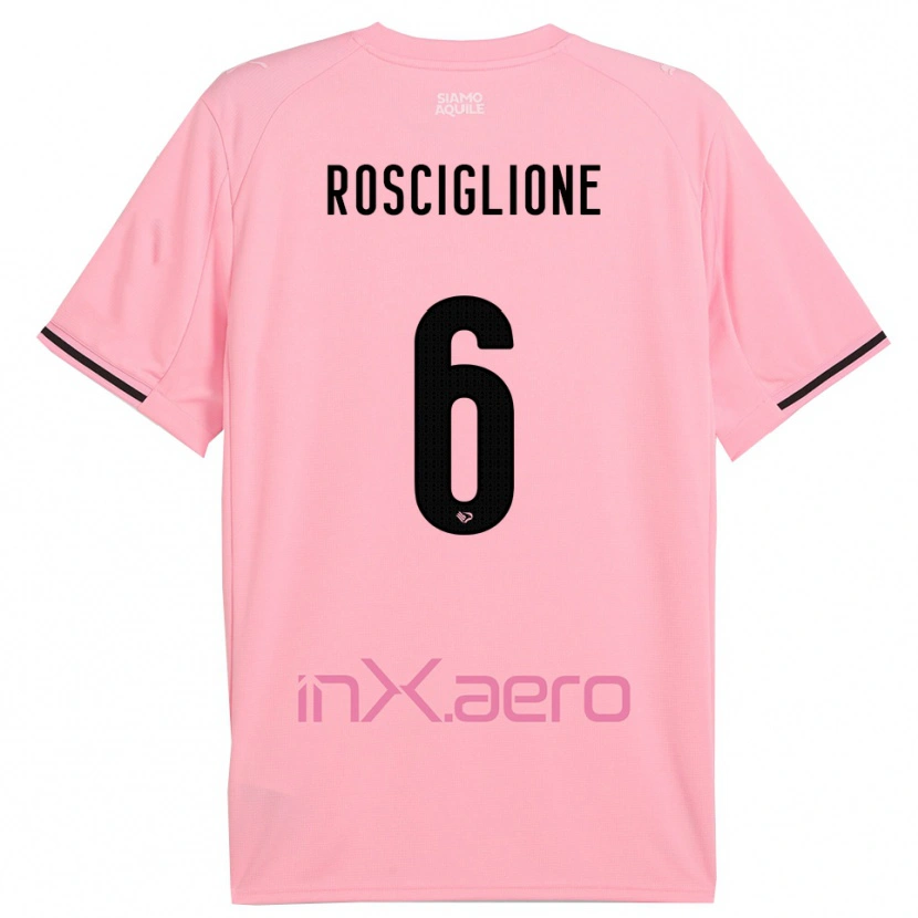 Danxen Homme Maillot Davide Rosciglione #6 Rose Noir Tenues Domicile 2025/26 T-Shirt