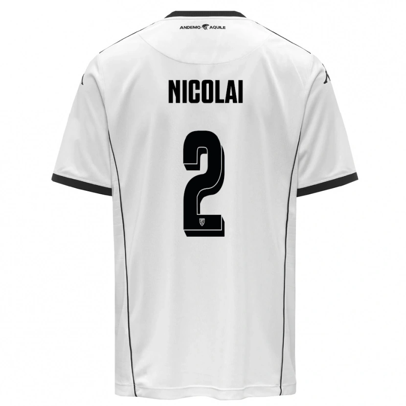 Danxen Homme Maillot Gabriele Nicolai #2 Blanc Noir Tenues Domicile 2025/26 T-Shirt