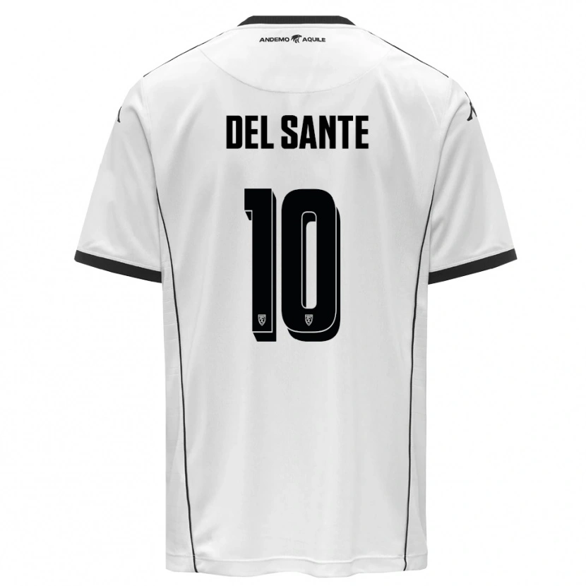 Danxen Homme Maillot Davide Del Sante #10 Blanc Noir Tenues Domicile 2025/26 T-Shirt