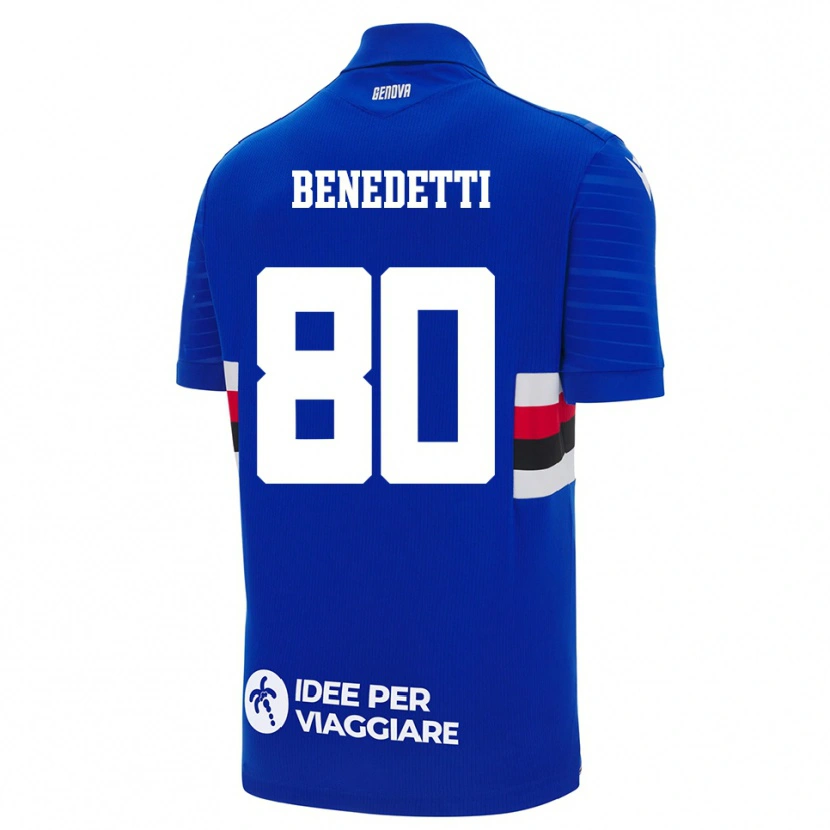 Danxen Homme Maillot Leonardo Benedetti #80 Bleu Blanc Tenues Domicile 2025/26 T-Shirt