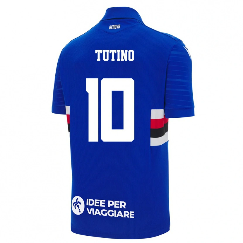Danxen Homme Maillot Gennaro Tutino #10 Bleu Blanc Tenues Domicile 2025/26 T-Shirt