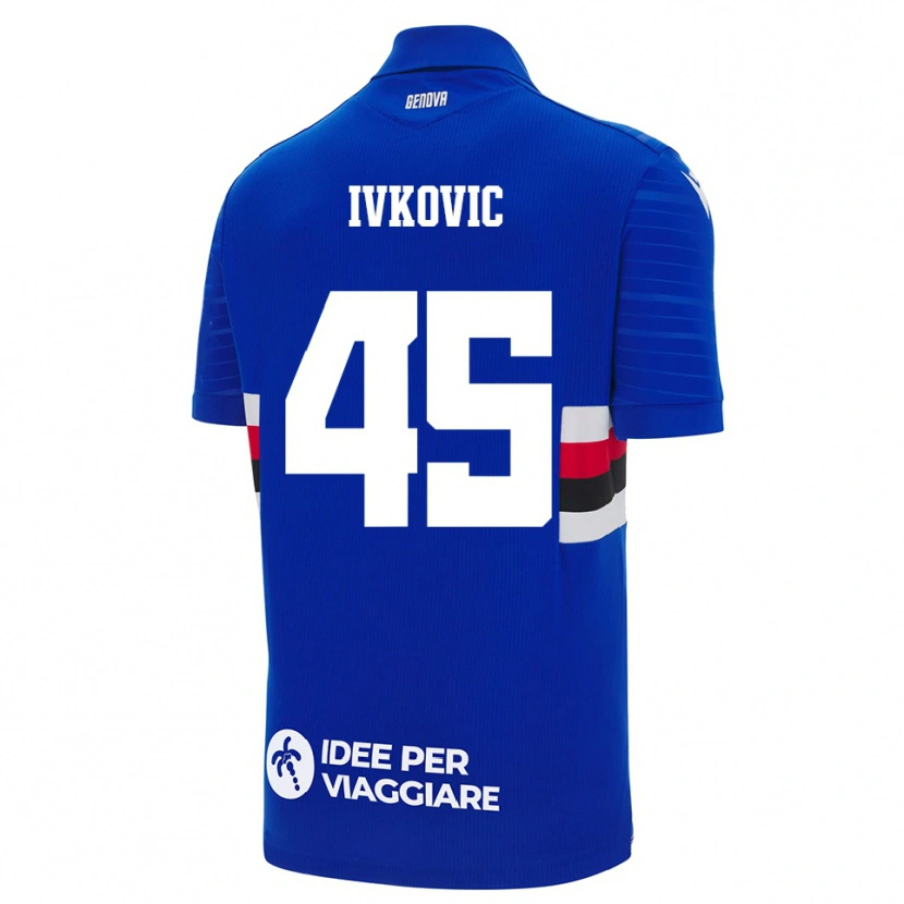 Danxen Homme Maillot Mate Ivkovic #45 Bleu Blanc Tenues Domicile 2025/26 T-Shirt