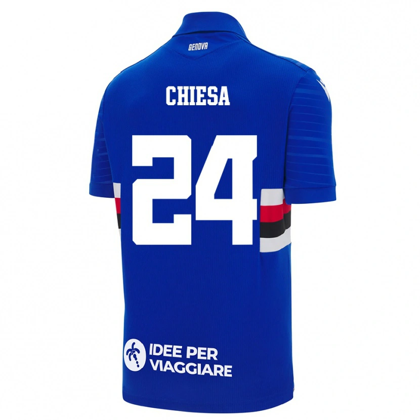 Danxen Homme Maillot Lorenzo Chiesa #24 Bleu Blanc Tenues Domicile 2025/26 T-Shirt