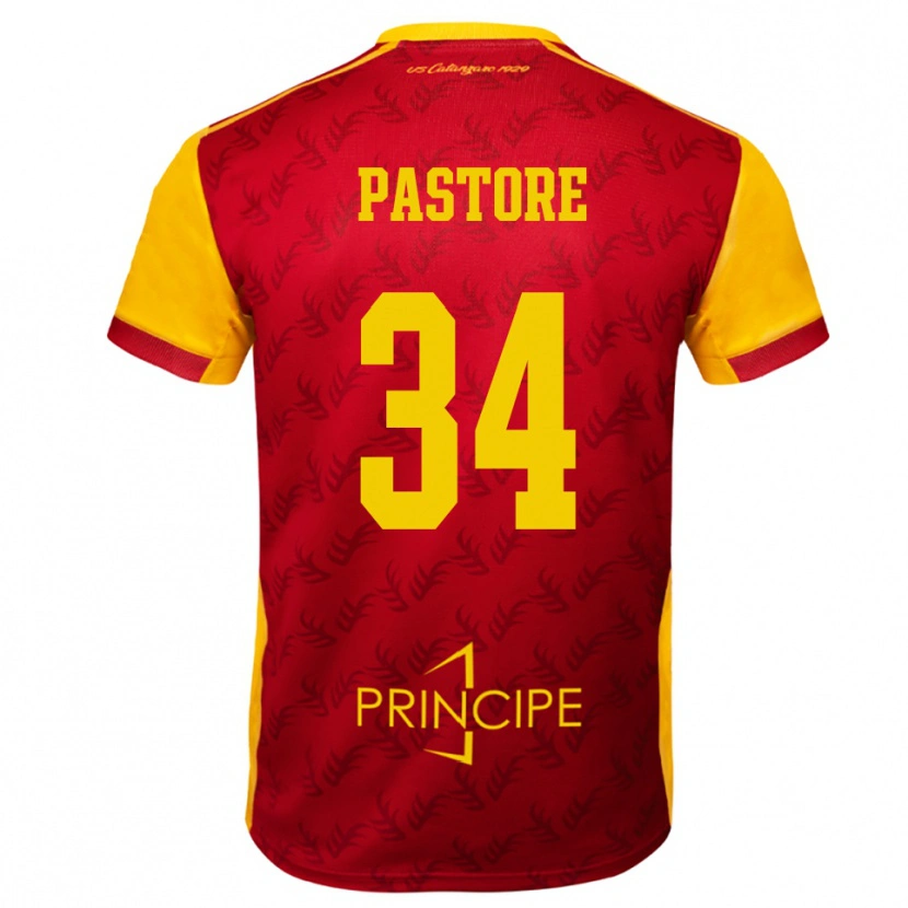 Danxen Homme Maillot Federico Pastore #34 Jaune Rouge Tenues Domicile 2025/26 T-Shirt