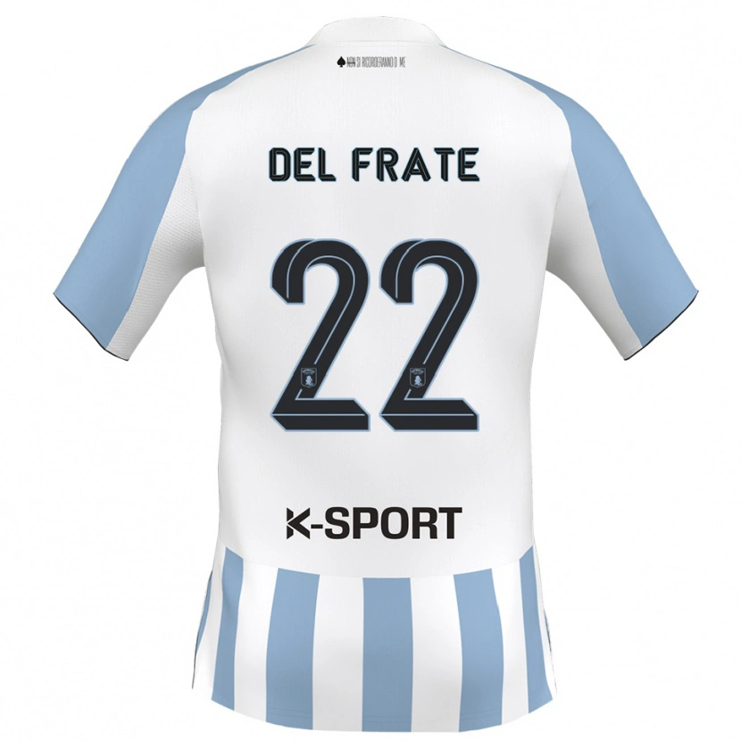 Danxen Homme Maillot Federico Del Frate #22 Blanc Bleu Ciel Tenues Domicile 2025/26 T-Shirt