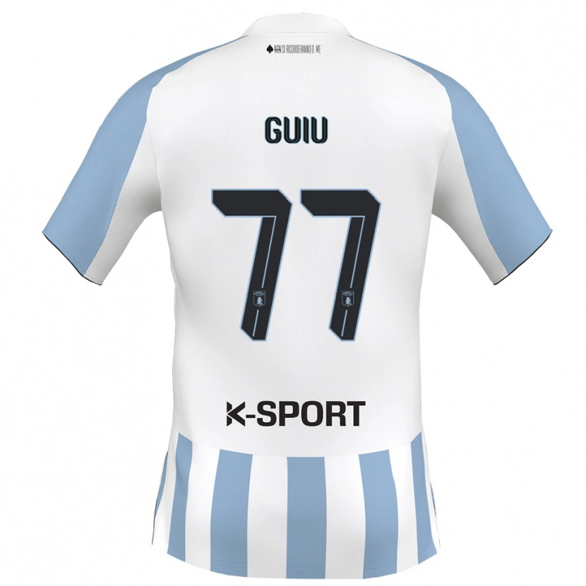 Danxen Homme Maillot Bernat Guiu #77 Blanc Bleu Ciel Tenues Domicile 2025/26 T-Shirt