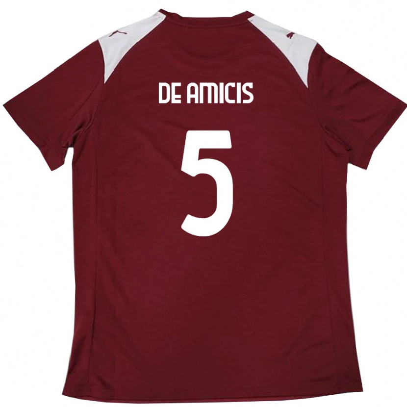 Danxen Homme Maillot Christian De Amicis #5 Bordeaux Blanc Tenues Domicile 2025/26 T-Shirt