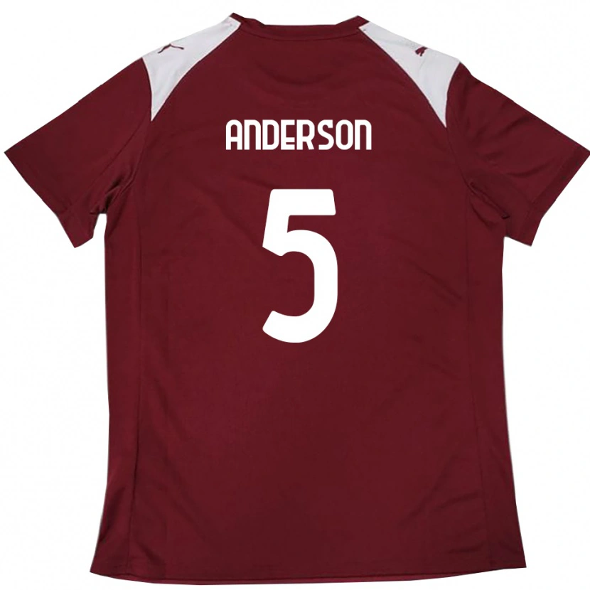Danxen Homme Maillot Marcus Anderson #5 Bordeaux Blanc Tenues Domicile 2025/26 T-Shirt
