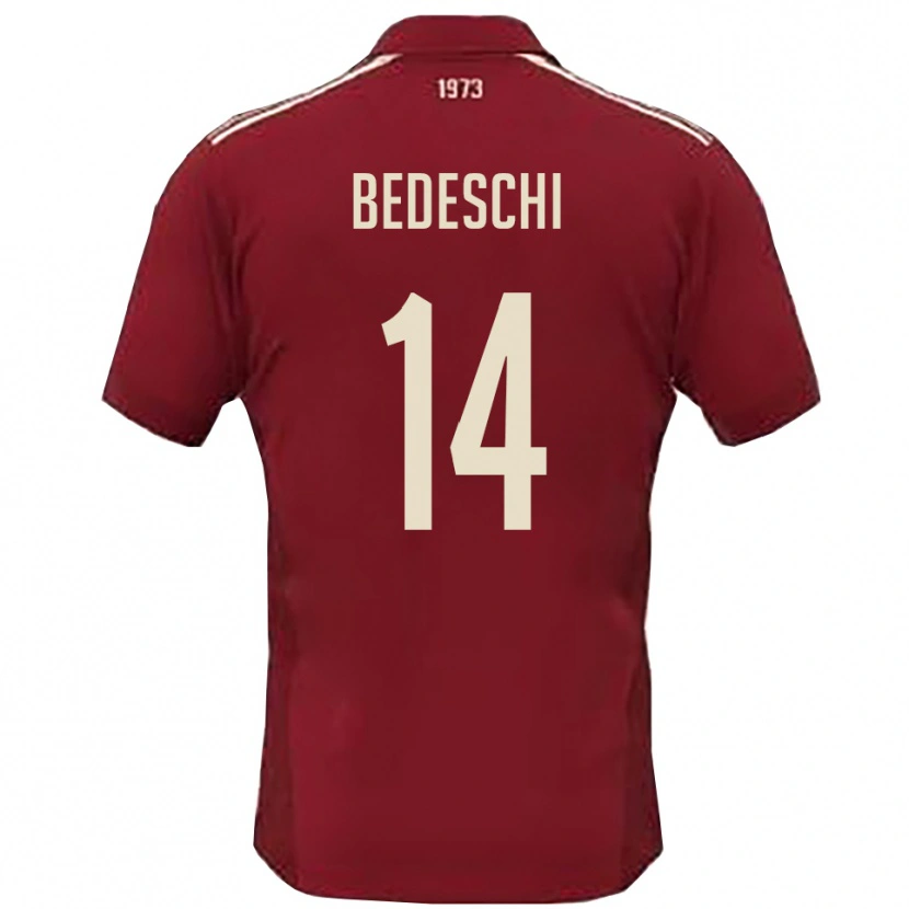 Danxen Homme Maillot Davide Bedeschi #14 Bordeaux Blanc Tenues Domicile 2025/26 T-Shirt