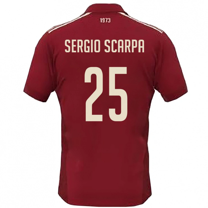 Danxen Homme Maillot Nicolò Sergio Scarpa #25 Bordeaux Blanc Tenues Domicile 2025/26 T-Shirt