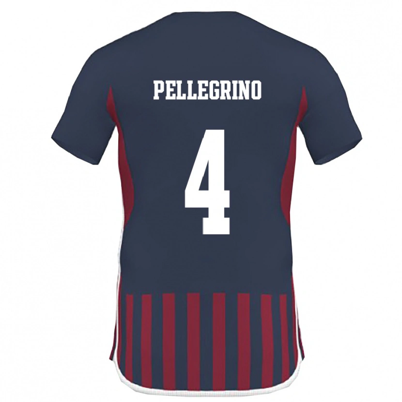 Danxen Homme Maillot Francesco Pellegrino #4 Marine Rouge Tenues Domicile 2025/26 T-Shirt