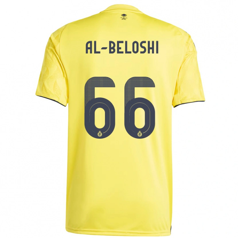Danxen Homme Maillot Reem Al-Beloshi #66 Jaune Noir Tenues Domicile 2025/26 T-Shirt