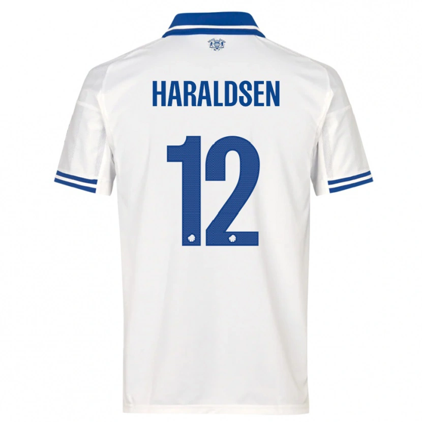 Danxen Homme Maillot Henrik Haraldsen #12 Blanc Bleu Tenues Domicile 2025/26 T-Shirt