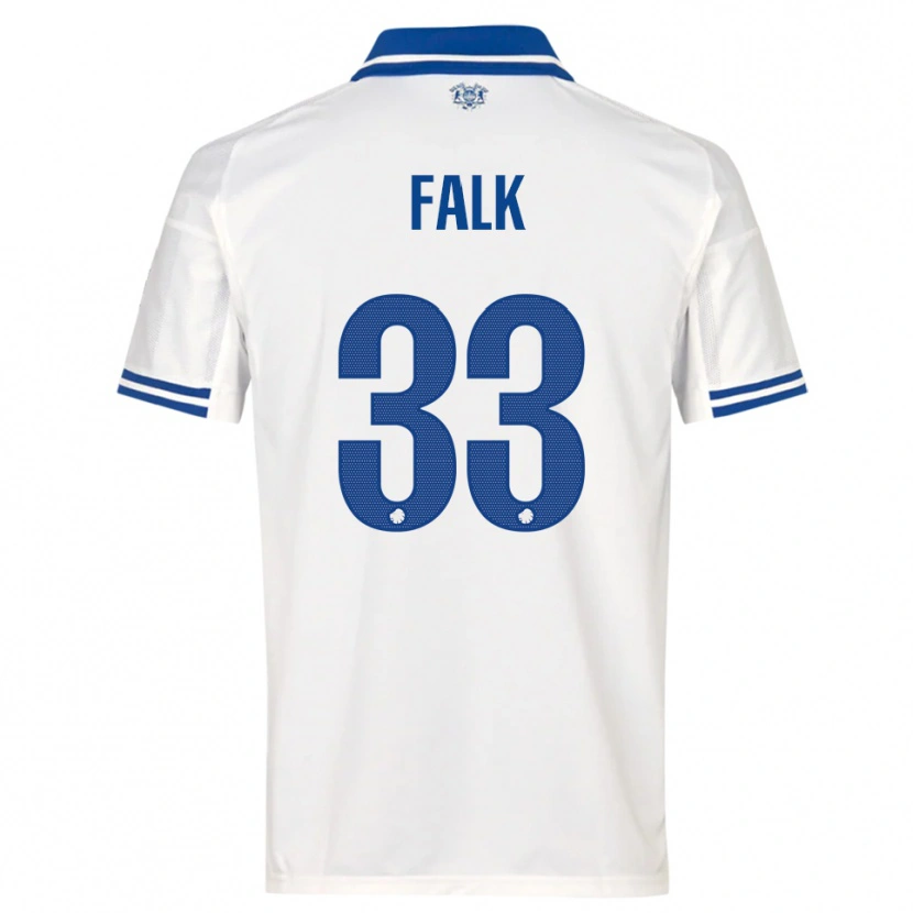 Danxen Homme Maillot Rasmus Falk #33 Blanc Bleu Tenues Domicile 2025/26 T-Shirt