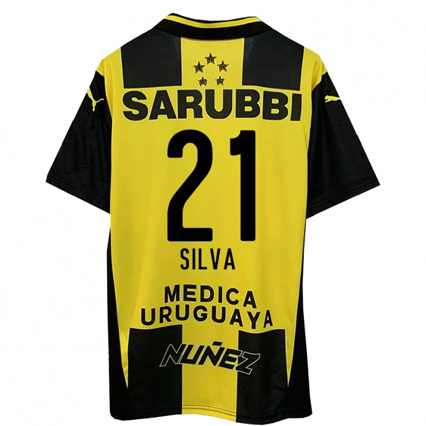 Danxen Homme Maillot Gastón Silva #21 Jaune Noir Tenues Domicile 2025/26 T-Shirt