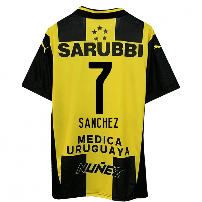 Danxen Homme Maillot Carlos Sánchez #7 Jaune Noir Tenues Domicile 2025/26 T-Shirt