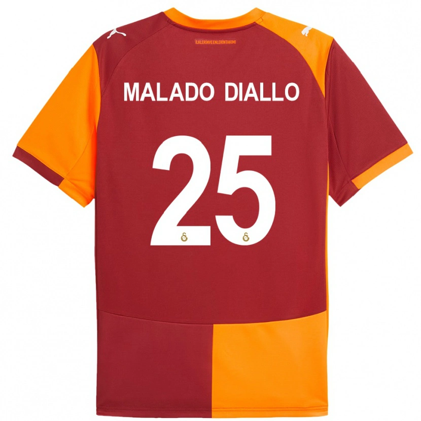 Danxen Homme Maillot Hapsatou Malado Diallo #25 Rouge Orange Tenues Domicile 2025/26 T-Shirt
