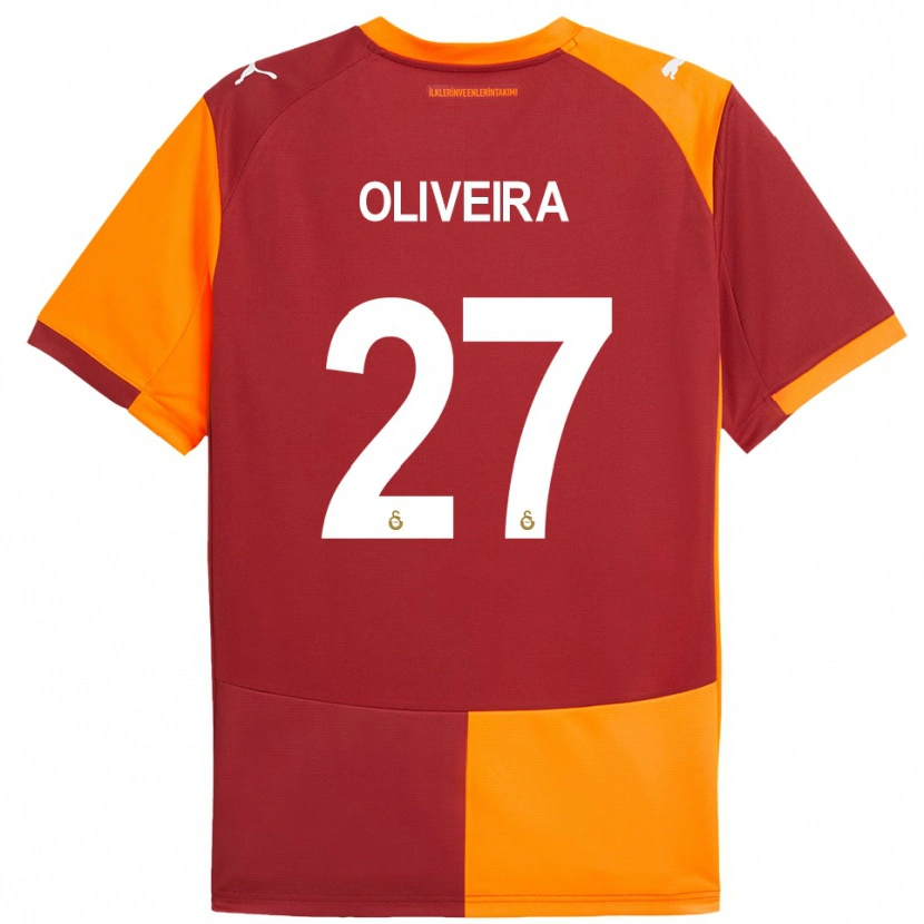 Danxen Homme Maillot Sergio Oliveira #27 Rouge Orange Tenues Domicile 2025/26 T-Shirt