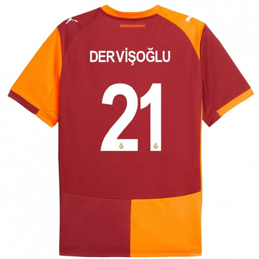 Danxen Homme Maillot Halil Dervişoğlu #21 Rouge Orange Tenues Domicile 2025/26 T-Shirt
