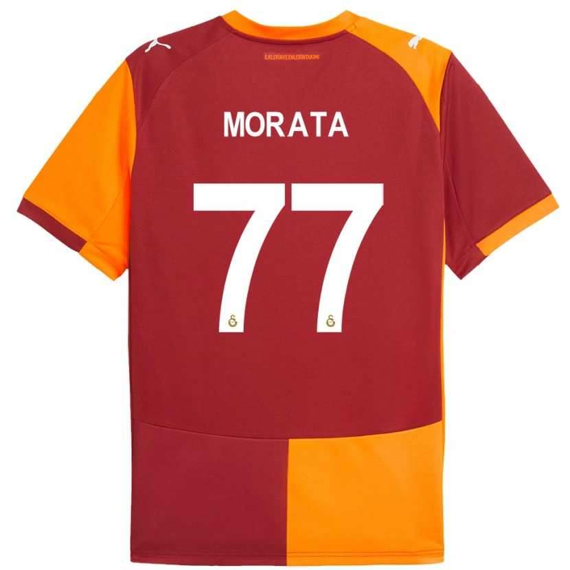 Danxen Homme Maillot Álvaro Morata #77 Rouge Orange Tenues Domicile 2025/26 T-Shirt