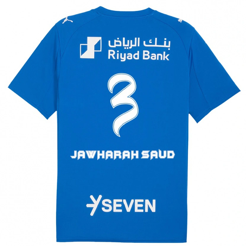 Danxen Homme Maillot Al Jawharah Saud #3 Bleu Blanc Tenues Domicile 2025/26 T-Shirt