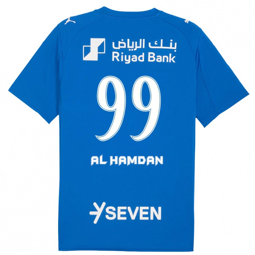 Danxen Homme Maillot Abdullah Al-Hamdan #99 Bleu Blanc Tenues Domicile 2025/26 T-Shirt