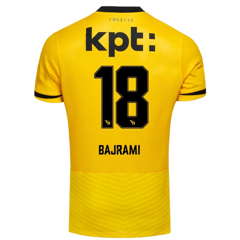 Danxen Homme Maillot Ardian Bajrami #18 Jaune Noir Tenues Domicile 2025/26 T-Shirt