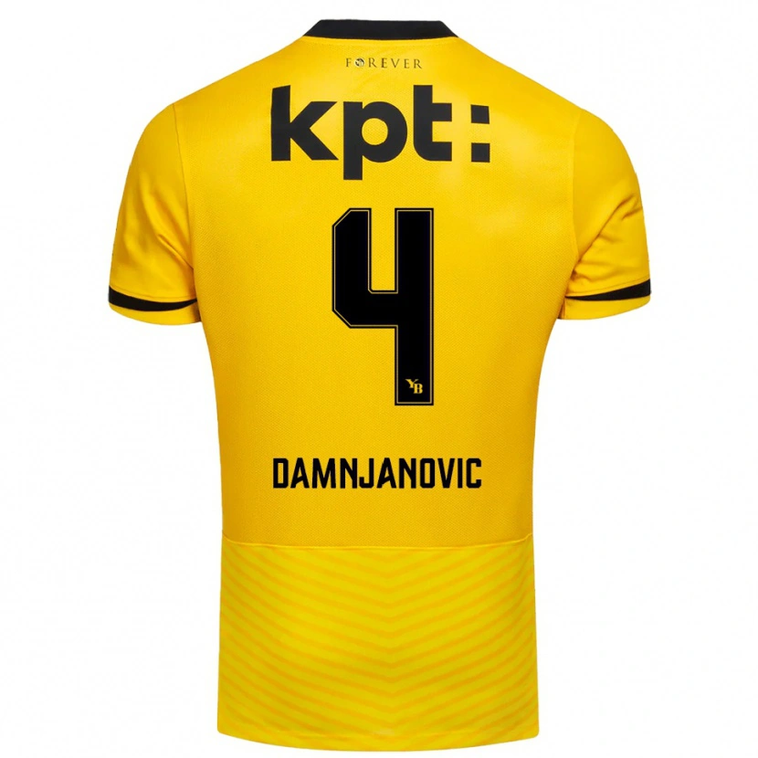 Danxen Homme Maillot Lazar Damnjanovic #4 Jaune Noir Tenues Domicile 2025/26 T-Shirt