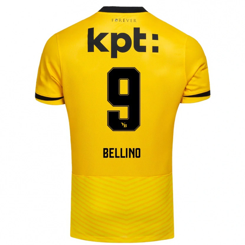 Danxen Homme Maillot Mattia Bellino #9 Jaune Noir Tenues Domicile 2025/26 T-Shirt