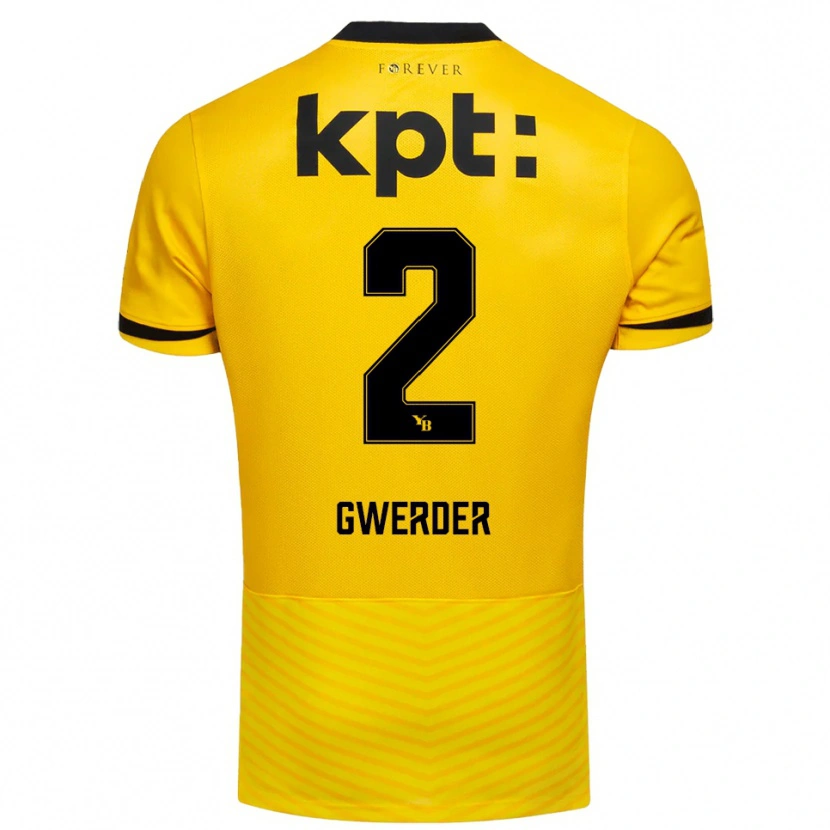 Danxen Homme Maillot Fabrice Gwerder #2 Jaune Noir Tenues Domicile 2025/26 T-Shirt